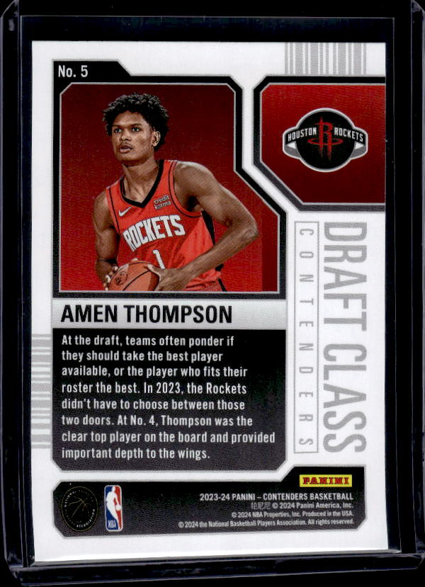 2023-24 Panini Contenders #5 Amen Thompson 2023 Draft Class Contenders