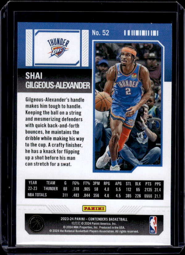 2023-24 Panini Contenders #52 Shai Gilgeous-Alexander