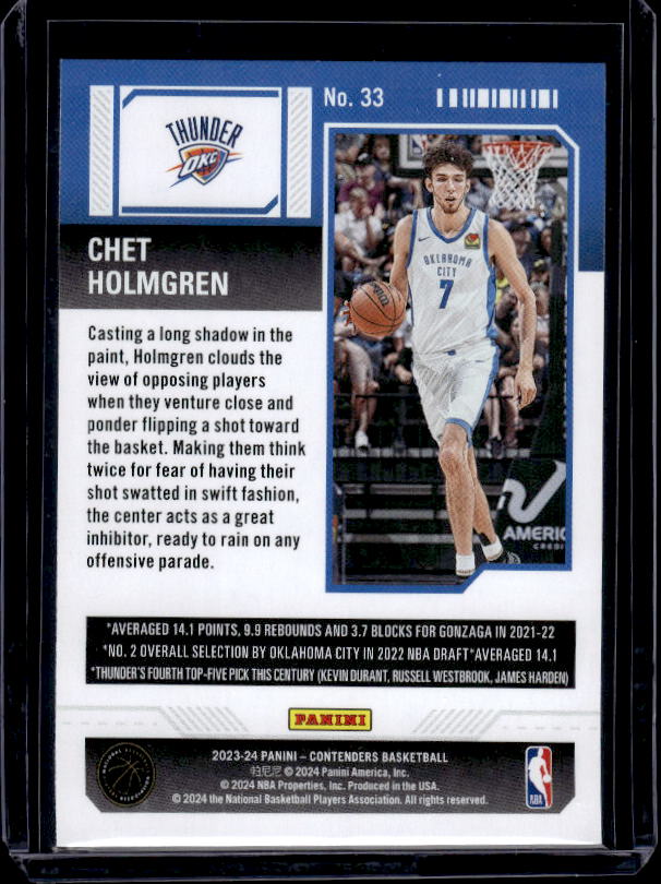 2023-24 Panini Contenders #33 Chet Holmgren