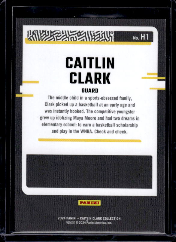 2024 Panini Caitlin Clark Collection #1 Caitlin Clark Floating Hearts #/199