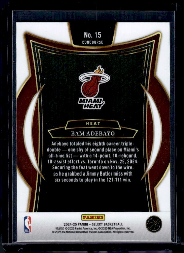 2024-25 Panini Select #15 Bam Adebayo