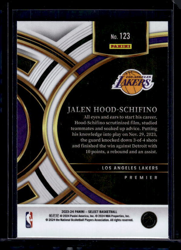 2023-24 Panini Select #123 Jalen Hood-Schifino