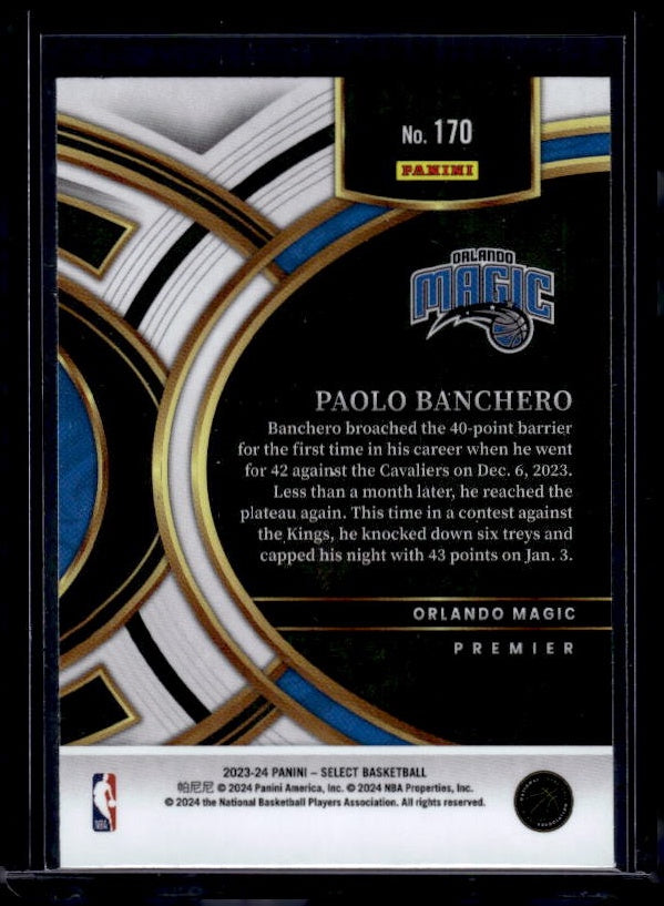 2023-24 Panini Select #170 Paolo Banchero Blue (Retail Base)
