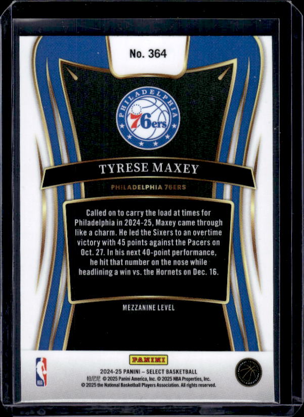 2024-25 Panini Select #364 Tyrese Maxey