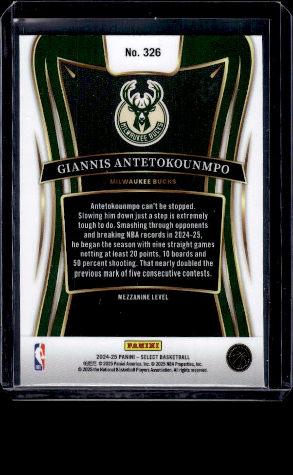2024-25 Panini Select #326 Giannis Antetokounmpo