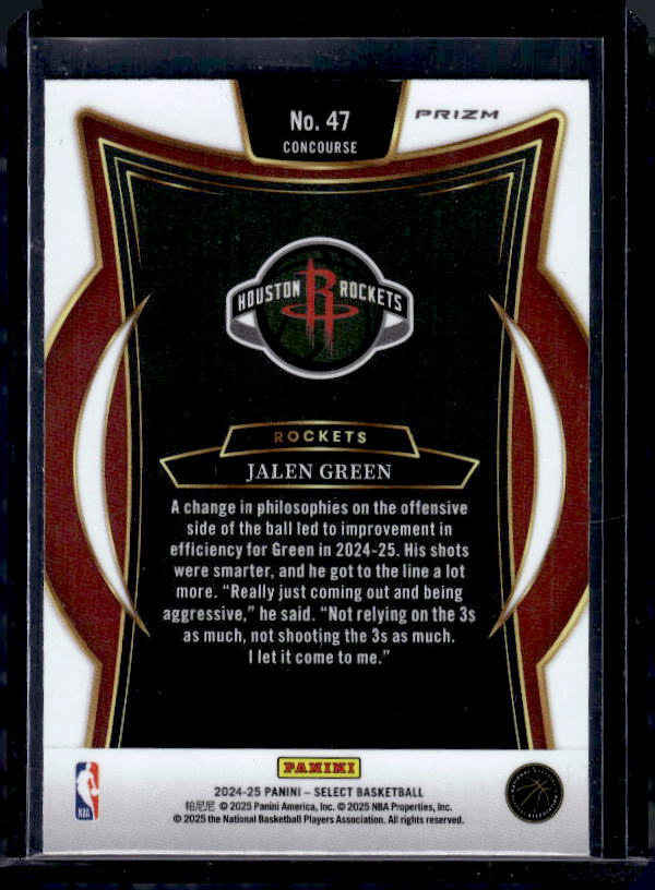 2024-25 Panini Select #47 Jalen Green Tri-Color Prizm