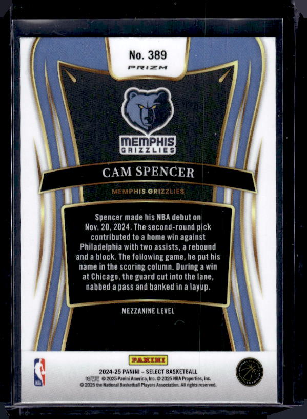 2024-25 Panini Select #389 Cam Spencer Tectonic Prizm