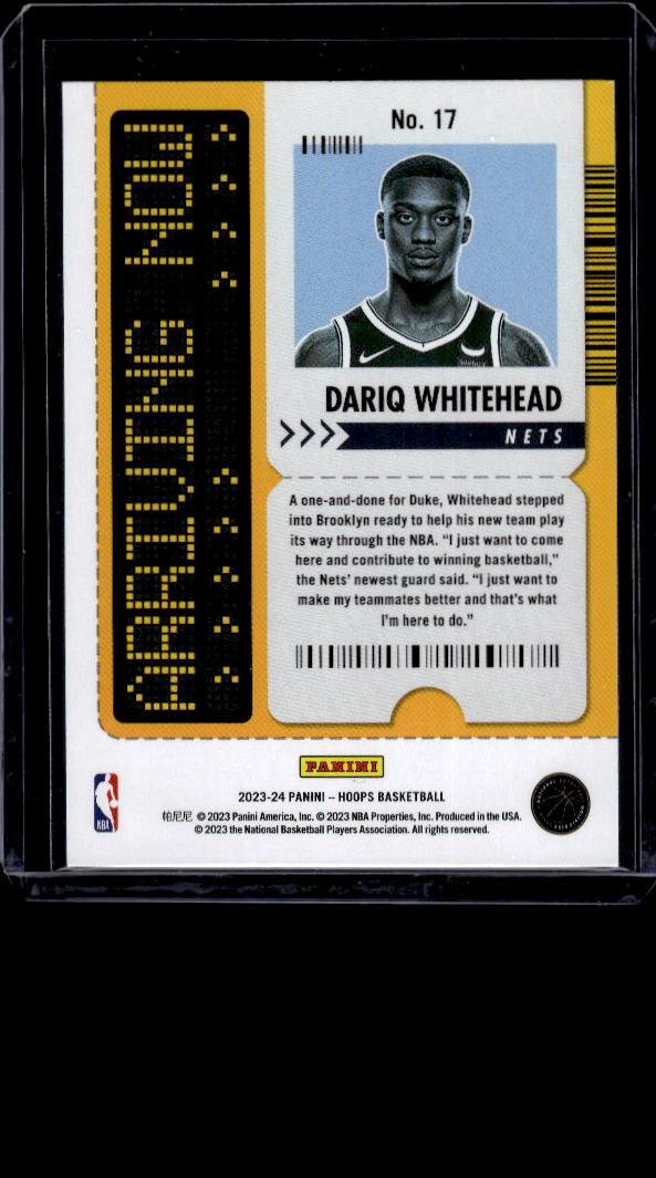 2023-24 Hoops #17 Dariq Whitehead Arriving Now