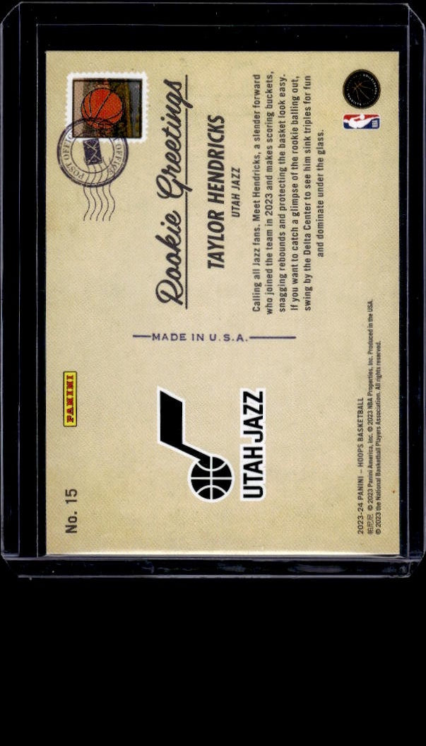 2023-24 Hoops Winter #15 Taylor Hendricks Rookie Greetings