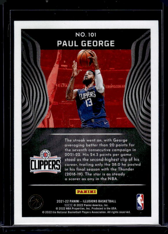 2021-22 Panini Illusions #101 Paul George Emerald