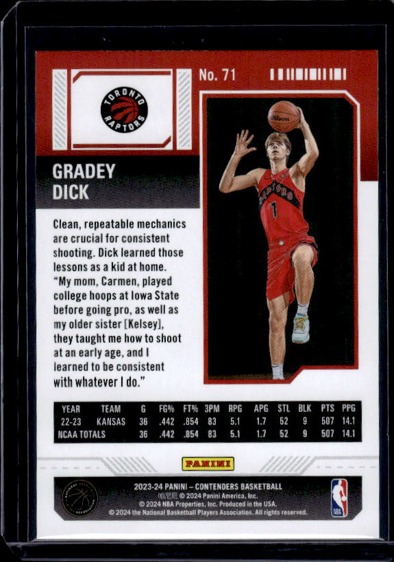 2023-24 Panini Contenders #71 Gradey Dick