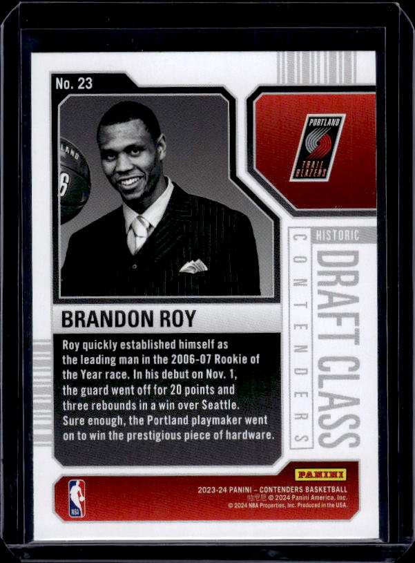 2023-24 Panini Contenders #23 Brandon Roy Historic Draft Class Contenders