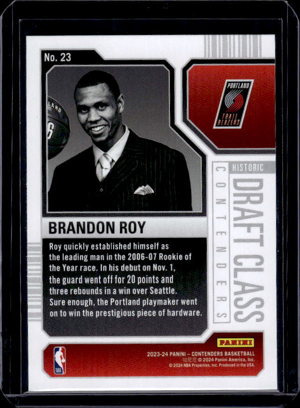 2023-24 Panini Contenders #23 Brandon Roy Historic Draft Class Contenders