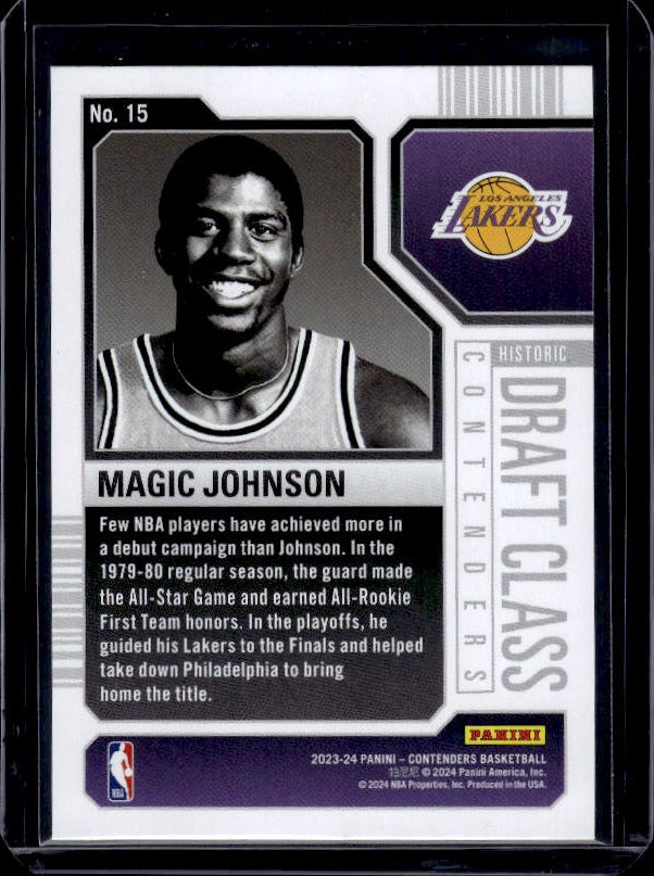 2023-24 Panini Contenders #15 Magic Johnson Historic Draft Class Contenders