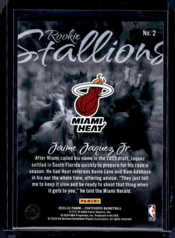 2023-24 Panini Contenders #2 Jaime Jaquez Jr. Rookie Stallions