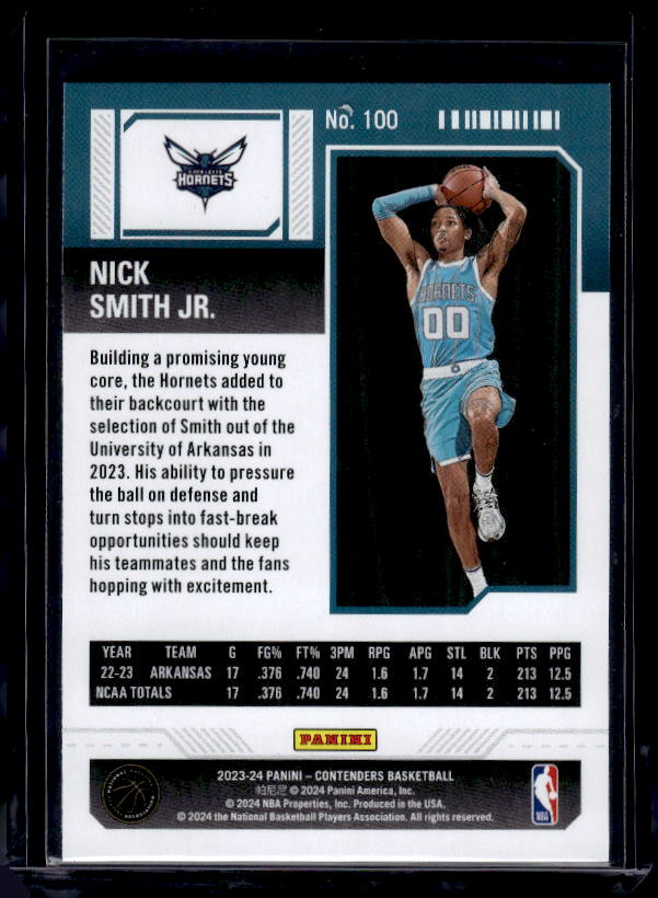 2023-24 Panini Contenders #100 Nick Smith Jr.