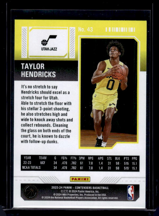 2023-24 Panini Contenders #43 Taylor Hendricks