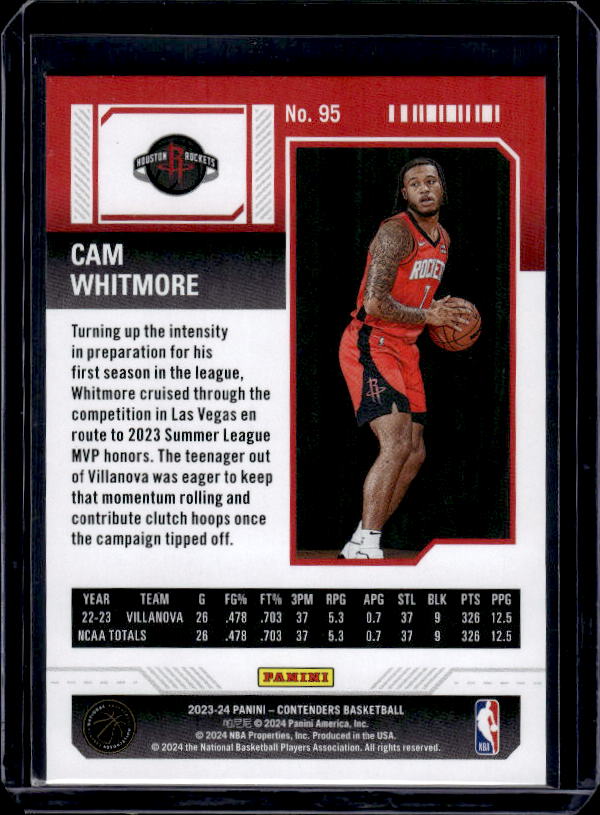 2023-24 Panini Contenders #95 Cam Whitmore Season Ticket Retail