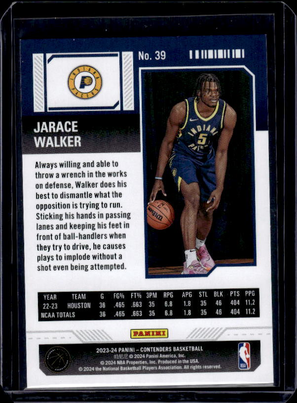 2023-24 Panini Contenders #39 Jarace Walker Season Ticket Retail