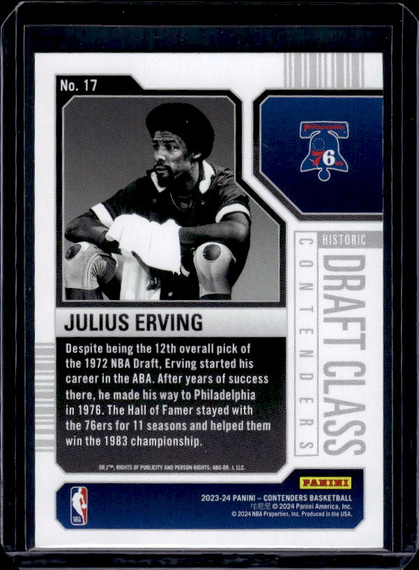 2023-24 Panini Contenders #17 Julius Erving Historic Draft Class Contenders