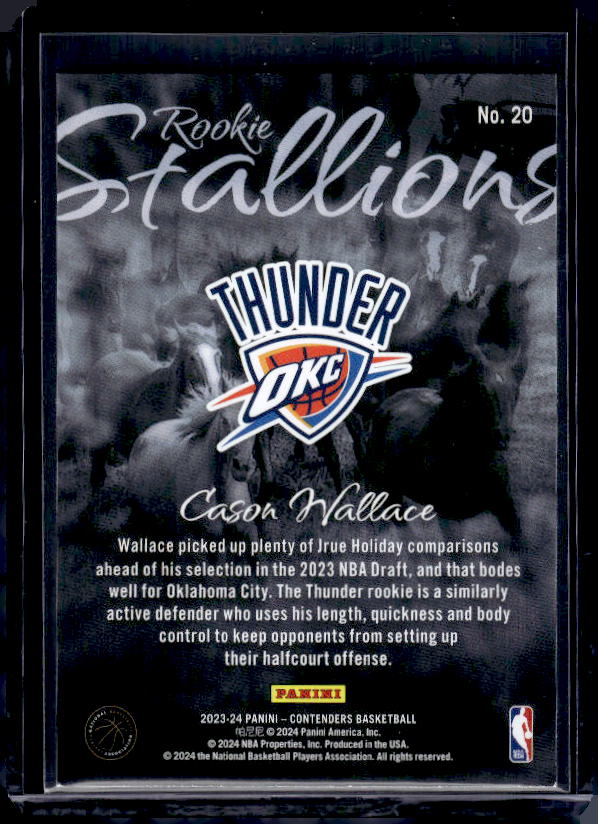 2023-24 Panini Contenders #20 Cason Wallace Rookie Stallions