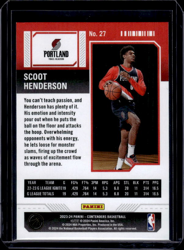 2023-24 Panini Contenders #27 Scoot Henderson