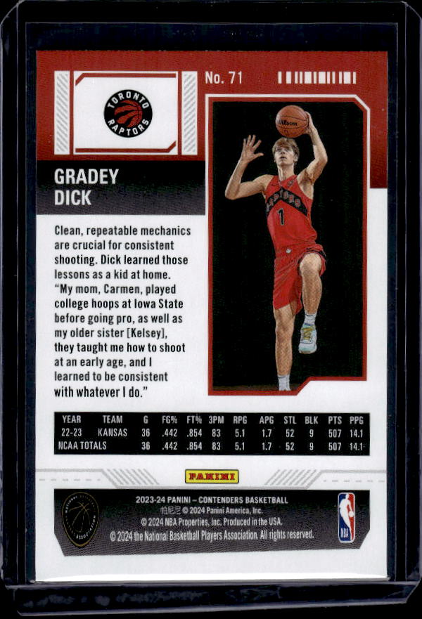 2023-24 Panini Contenders #71 Gradey Dick Game Ticket Red