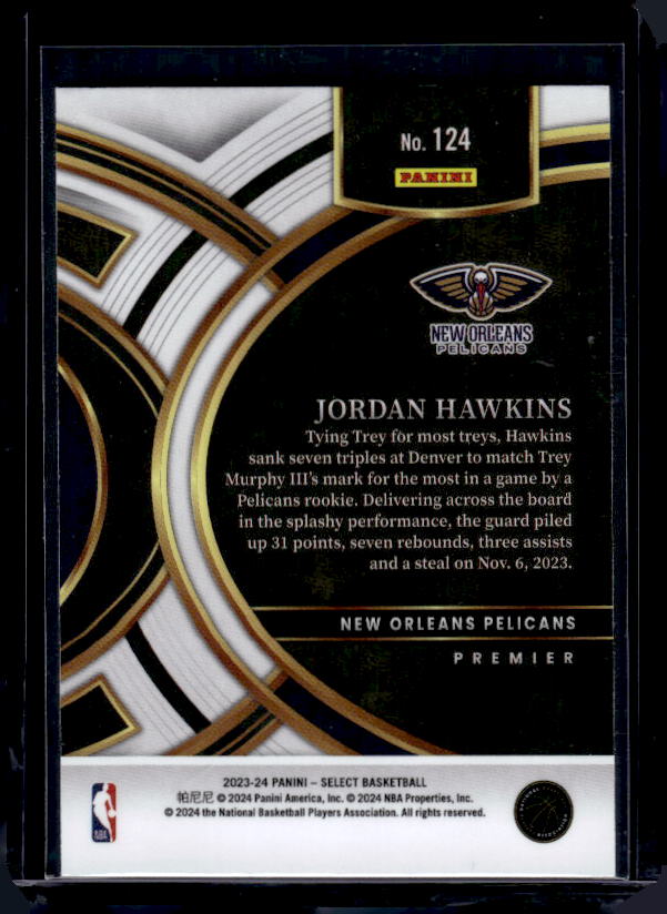 2023-24 Panini Select #124 Jordan Hawkins Blue (Retail Base)