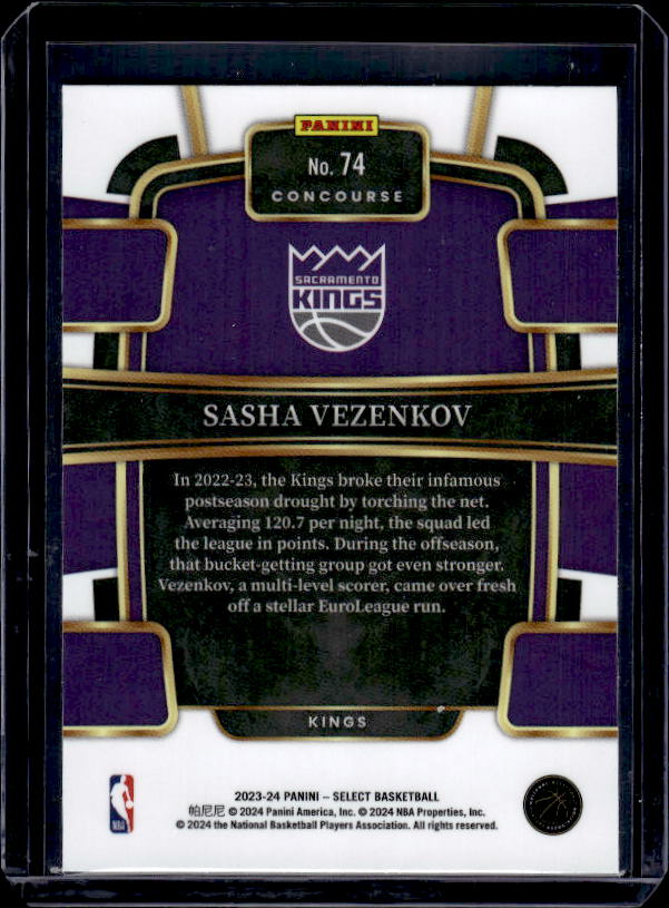 2023-24 Panini Select #74 Sasha Vezenkov Blue (Retail Base)