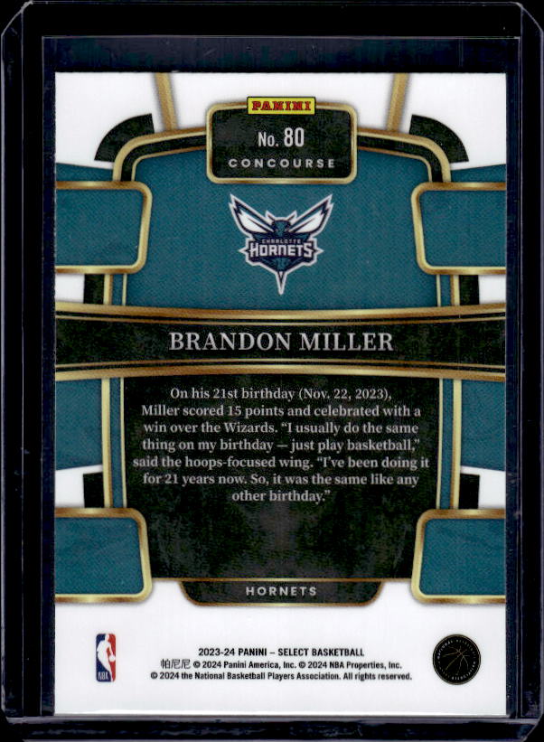 2023-24 Panini Select #80 Brandon Miller
