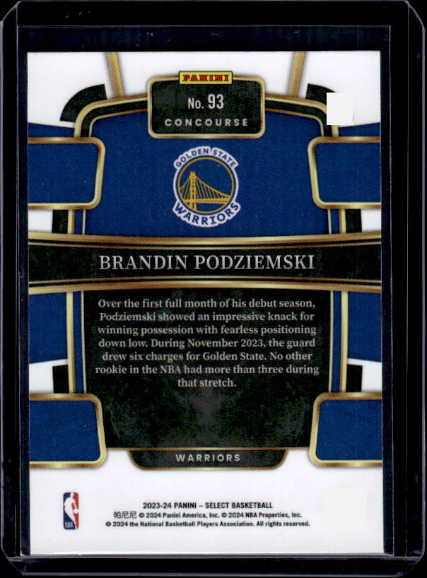 2023-24 Panini Select #93 Brandin Podziemski
