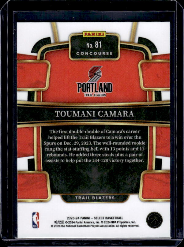 2023-24 Panini Select #81 Toumani Camara Blue (Retail Base)