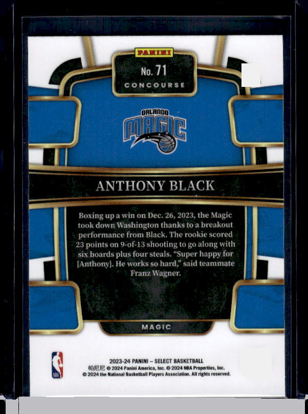 2023-24 Panini Select #71 Anthony Black Blue (Retail Base)