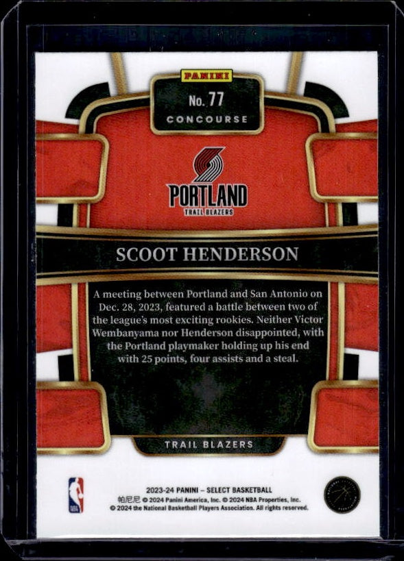 2023-24 Panini Select #77 Scoot Henderson Blue (Retail Base)