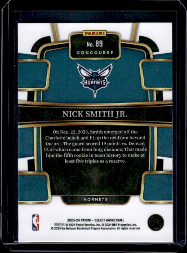 2023-24 Panini Select #89 Nick Smith Jr. Blue (Retail Base)