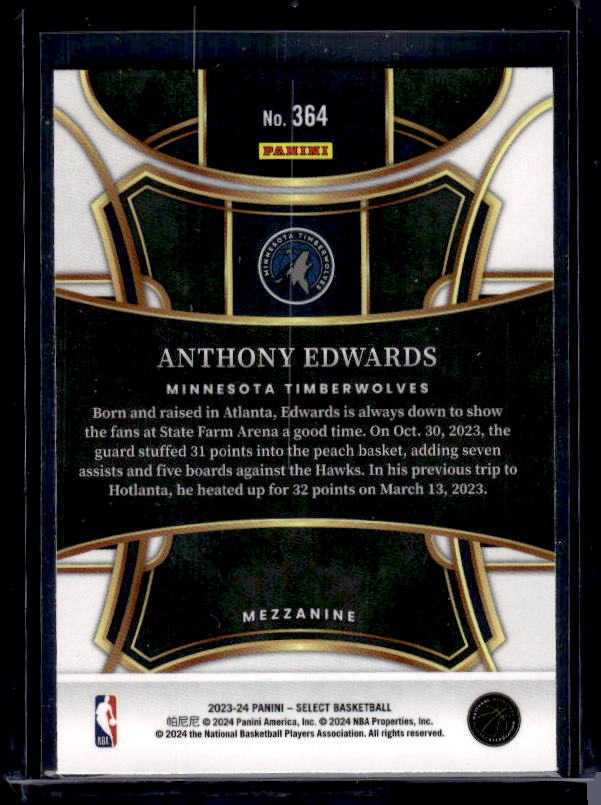 2023-24 Panini Select #364 Anthony Edwards