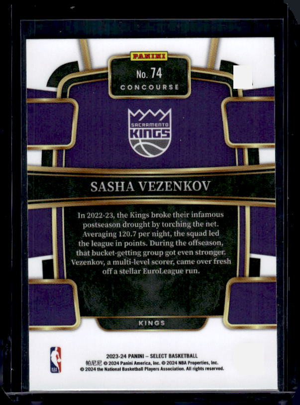2023-24 Panini Select #74 Sasha Vezenkov