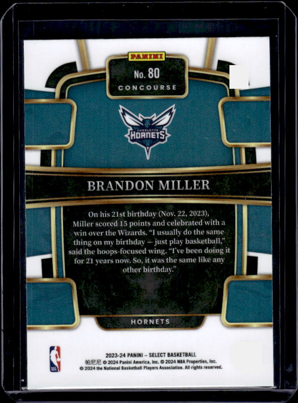 2023-24 Panini Select #80 Brandon Miller
