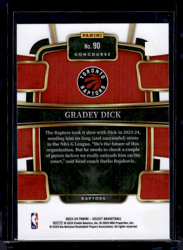 2023-24 Panini Select #90 Gradey Dick Blue (Retail Base)