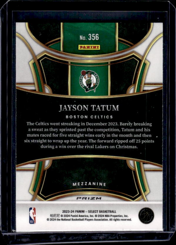 2023-24 Panini Select #356 Jayson Tatum Tectonic Prizms