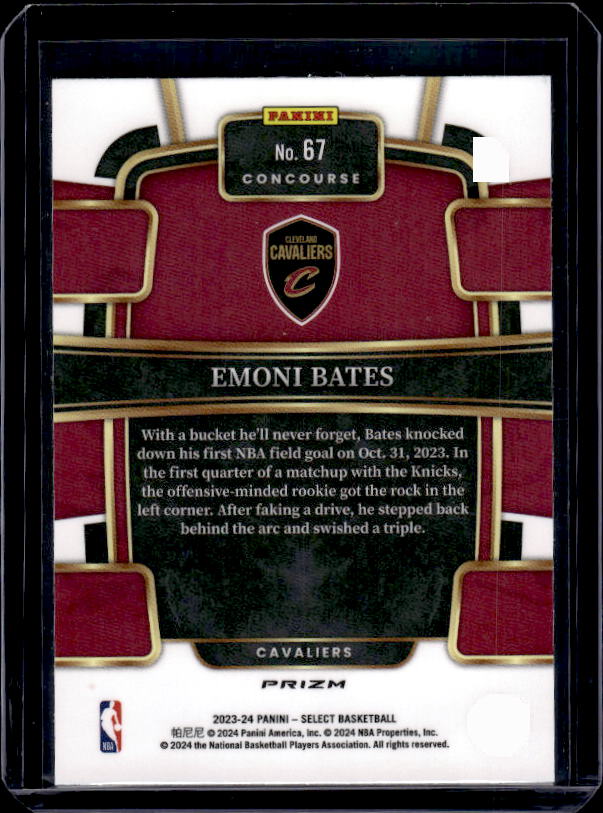 2023-24 Panini Select #67 Emoni Bates Blue Prizms