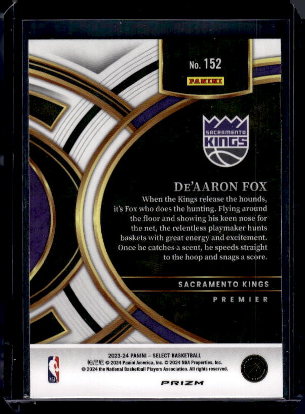 2023-24 Panini Select #152 De'Aaron Fox Blue (Retail Base)