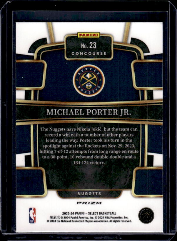2023-24 Panini Select #23 Michael Porter Jr. Green White Purple Prizms