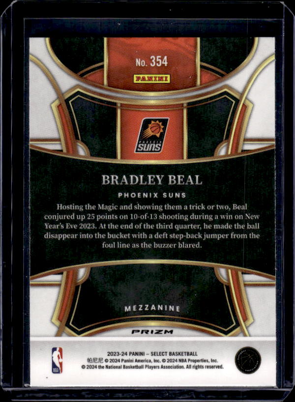 2023-24 Panini Select #354 Bradley Beal Silver Prizms