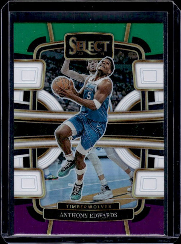 2023-24 Panini Select #37 Anthony Edwards Green White Purple Prizms