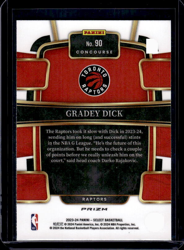 2023-24 Panini Select #90 Gradey Dick Tectonic Prizms