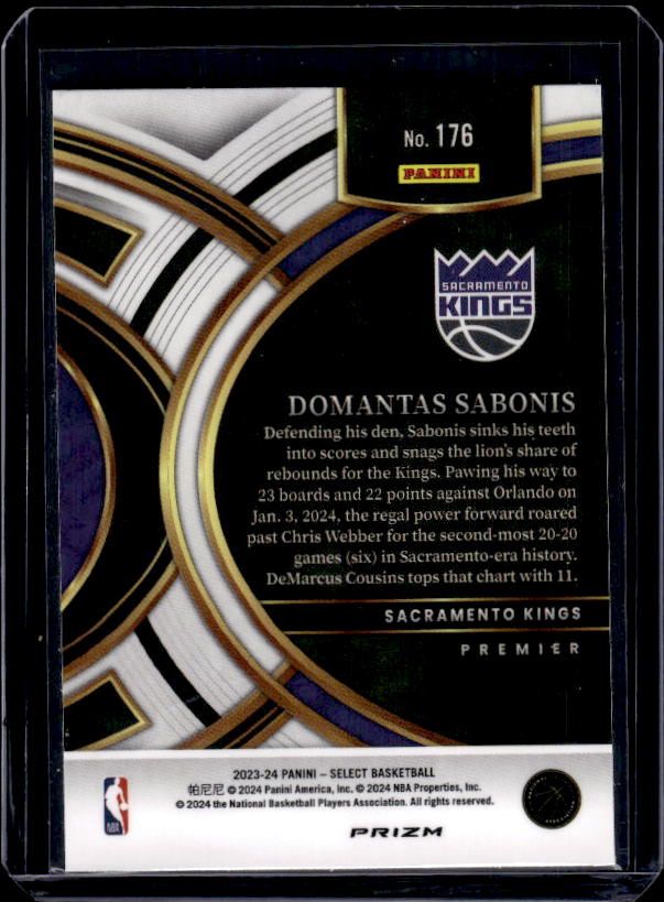2023-24 Panini Select #176 Domantas Sabonis Blue Prizms