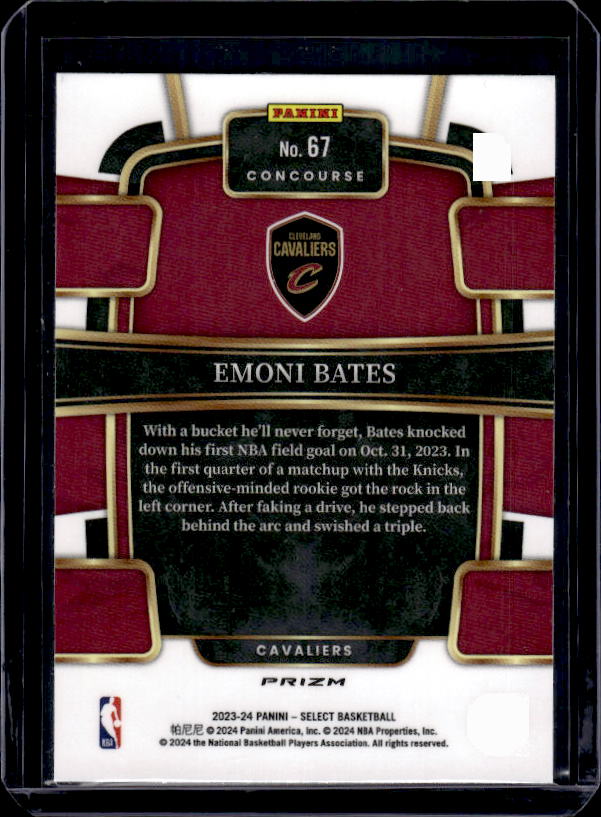 2023-24 Panini Select #67 Emoni Bates Blue Prizms