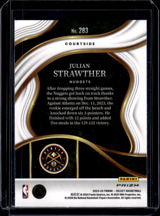 2023-24 Panini Select #283 Julian Strawther Silver Prizms