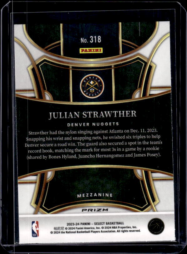 2023-24 Panini Select #318 Julian Strawther Tectonic Prizms